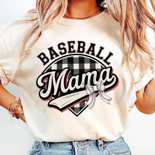 Retro Baseball Mama , Checkered Mama Shirt-sweatshirt-hoodie , Distressed Baseball , Baseball Coquette Bow , T-shirt hot trend, tshirt summer, sweatshirt best selling 2025
