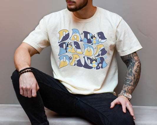 Retro Dad Bluey Shirt | Retro Dada Bandit Heeler Shirt | Father's Day TShirt, Dad Bluey Shirt Bluey Kids Tee | Bluey Family Shirt