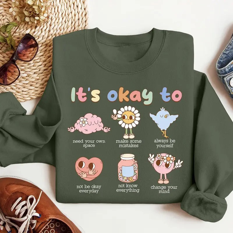 Retro It's Okay To Make Some Mistakes Sweatshirt, Mental Health Matters Shirt, Hippie Motivational Sweater, Special Education Teacher Shirt, Teacher Gift