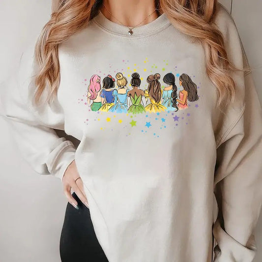 Retro Princess Sweatshirt, Watercolor Princess Shirt, Princess Gift, Gift For Her