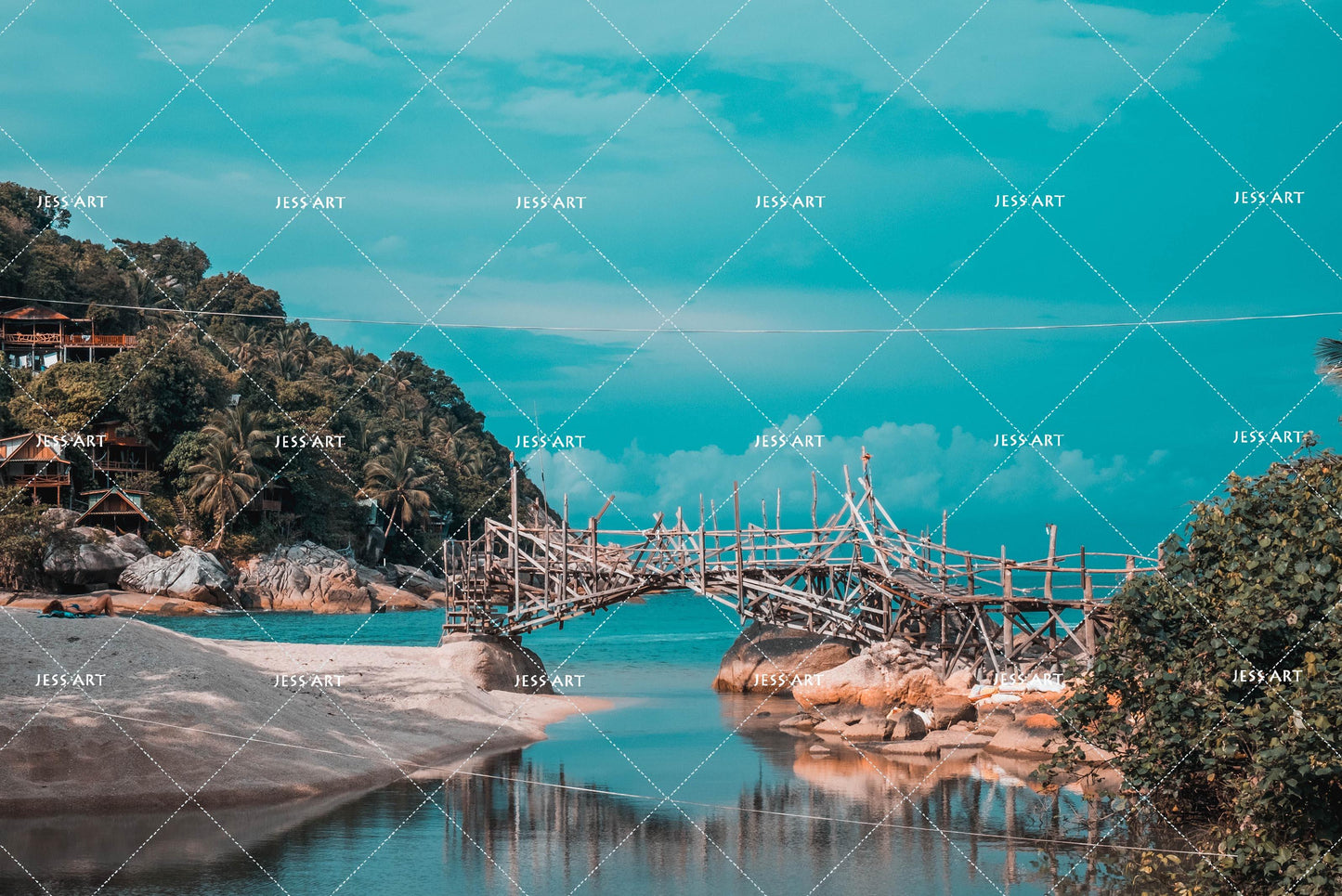 3D Blue Sea Bridge Forest Quilt Cover Set Bedding Set Pillowcases 62