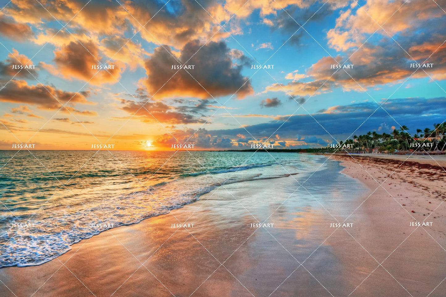 3D Blue Sea Sunset Beach Trees Quilt Cover Set Bedding Set Pillowcases 10