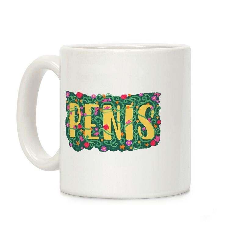 [Sale Up to 50% ] Hidden Penis Typography Coffee Mug,  11 oz or 15 oz Ceramic Drinkware with Large Handles, Printed in the USA