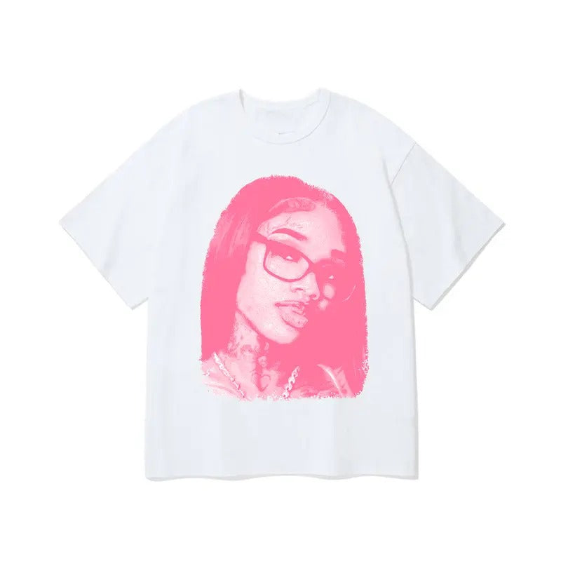 Sexxy PINK Impact Tee with Eye-Catching Face Graphic for a Striking Urban Look