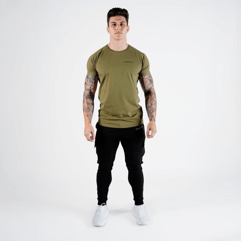 Slim Performance Tee - OD Green Cotton Menswear Shirt Top Athletic Sweat