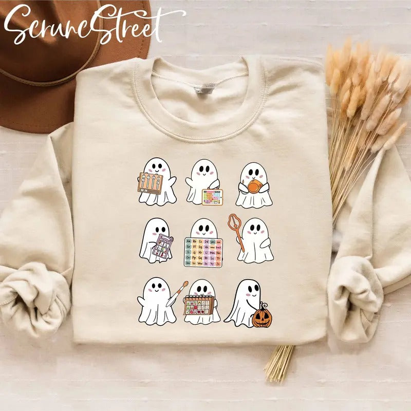 Speech Therapy Sweatshirt Trick Or Speech Halloween Slp Halloween Shirt Speech Therapist Halloween Spooky Slp Cute Ghost Shirt