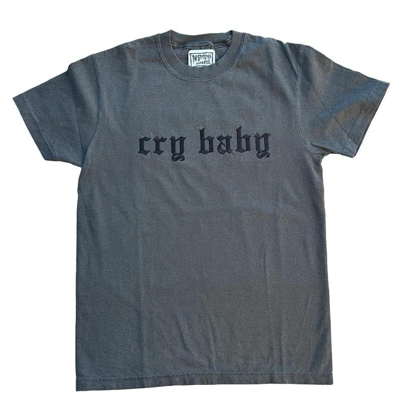 T-shirt Cry Baby Embroidered Comfort Color TEE, Alt Fashion, Alternative Minimalist Style Everyday Womenswear Tshirt Summer