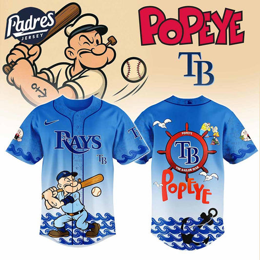 Tampa Bay Rays MLB x Popeye Baseball Jersey - Padres Jersey Oasis: Elevate Your Baseball Style Game