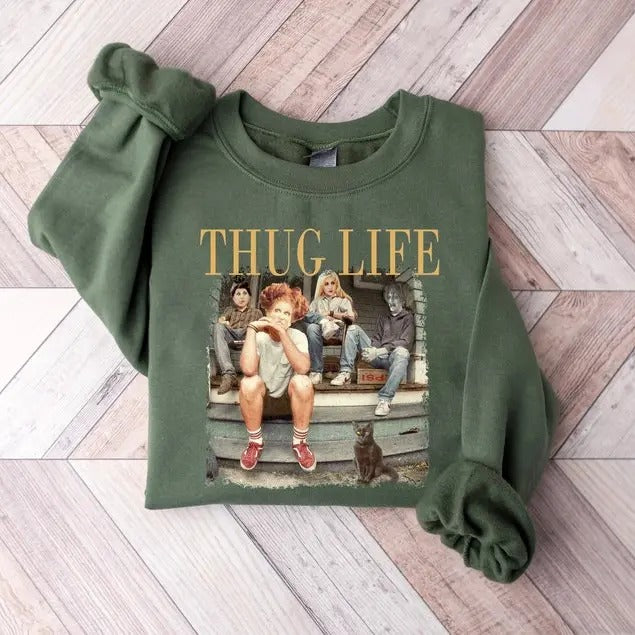 Thug Life Bad Witches Sweatshirt, Retro Sanderson Sisters Shirt, Thug Life Halloween Sweater, Bad Witches T-Shirt Menswear Hoodie
