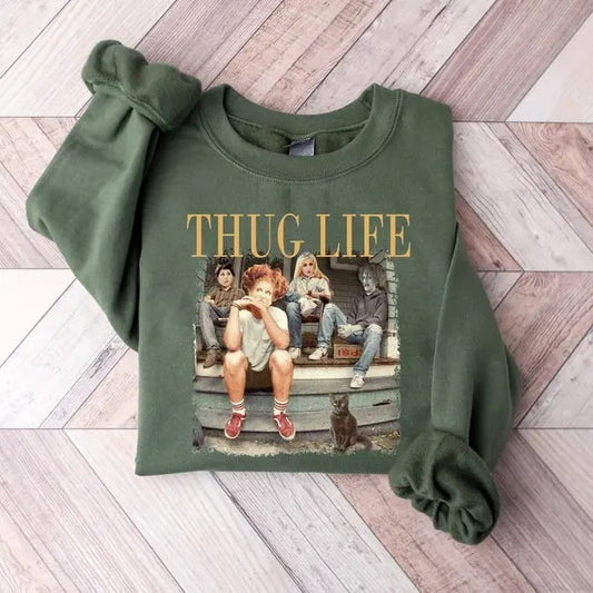 Thug Life Bad Witches Sweatshirt, Retro Sanderson Sisters Shirt, Thug Life Halloween Sweater, Bad Witches T-Shirt Menswear Hoodie