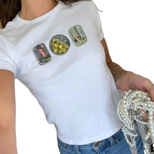 Tin Fish Baby Tee, Olive Tin Baby Tee, Sardine Tin Baby Tee, Aesthetic Baby Tee