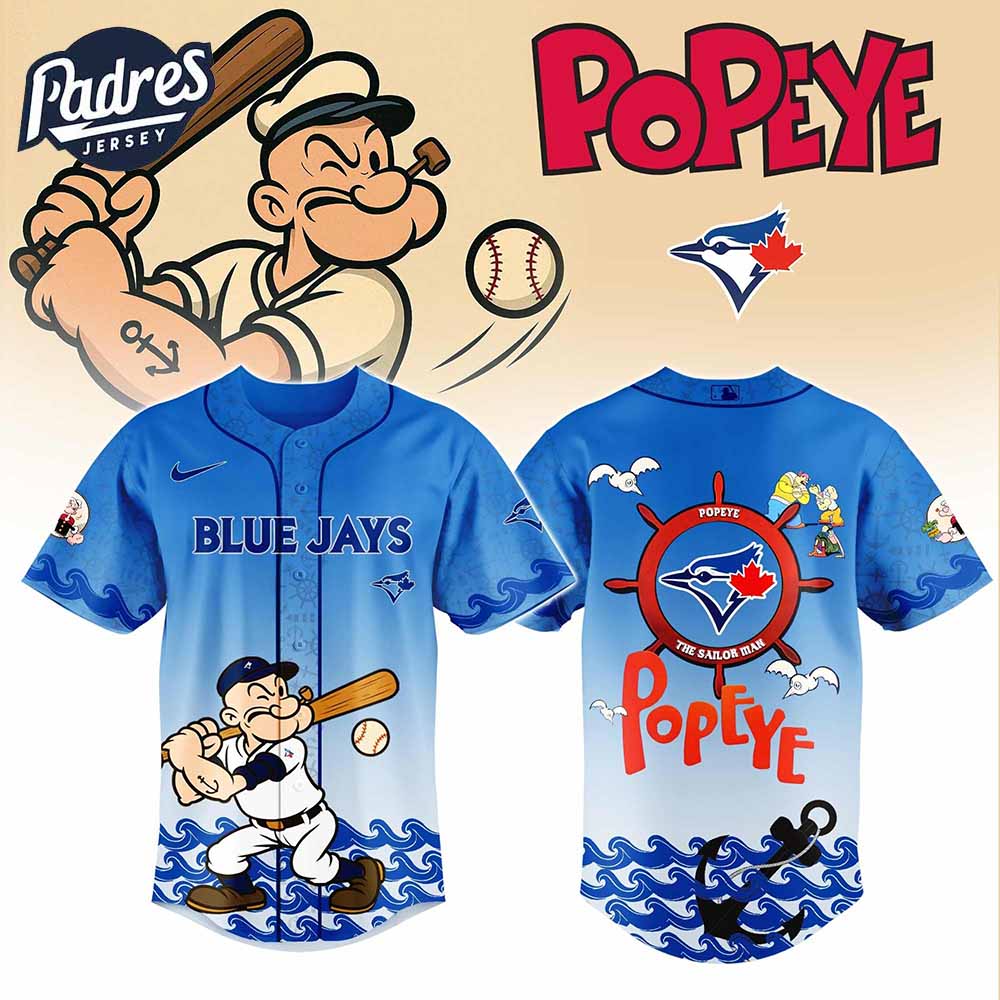Toronto Blue Jays MLB x Popeye Baseball Jersey - Padres Jersey Oasis: Elevate Your Baseball Style Game