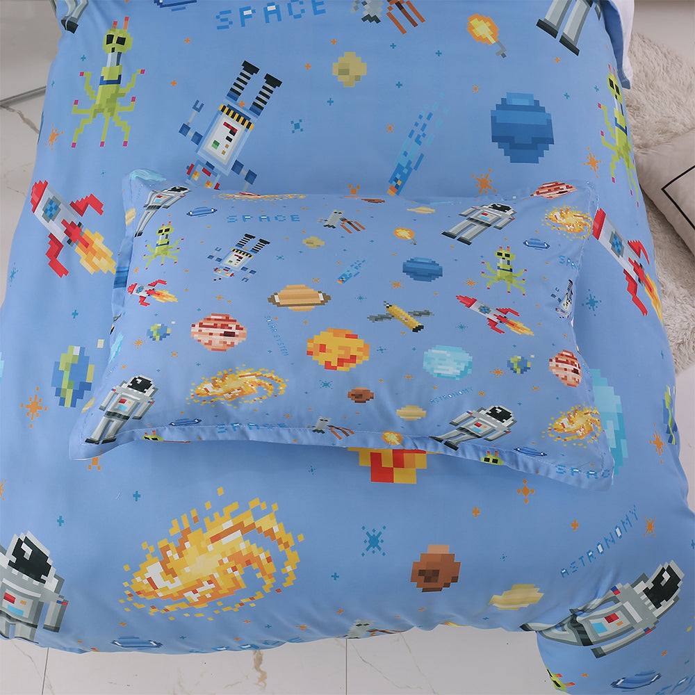 3D Blue Outer Space Rocket Planet Aircraft Pattern Quilt Cover Set Bedding Set Duvet Cover Pillowcases 343