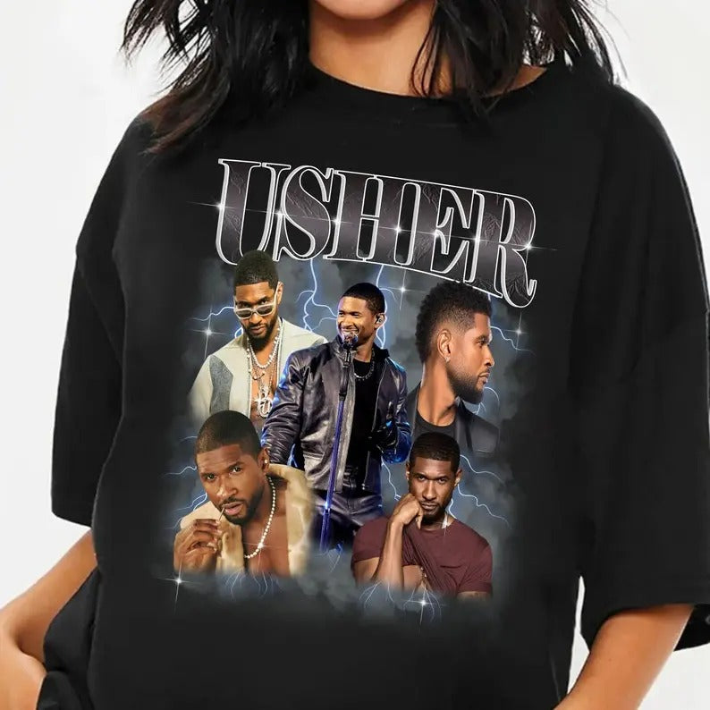 Usher Concert Tshirt, Retro Graphic R&B Concert Shirt, Usher Coming Home Tour Shirt, Usher Concert Group Shirt Top Womenswear