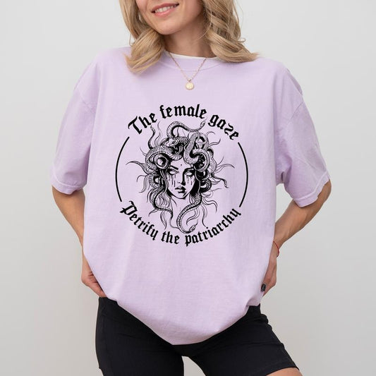 Vintage The Female Gaze Comfort Colors Shirt, Vintage The Female Gaze Petrify The Patriarchy Tee, Retro Feminist T-shirt, Activist T-Shirt