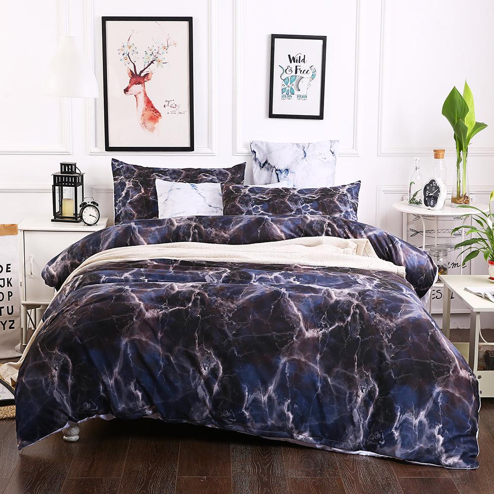 3D Black Marble Quilt Cover Set Bedding Set Pillowcases 62