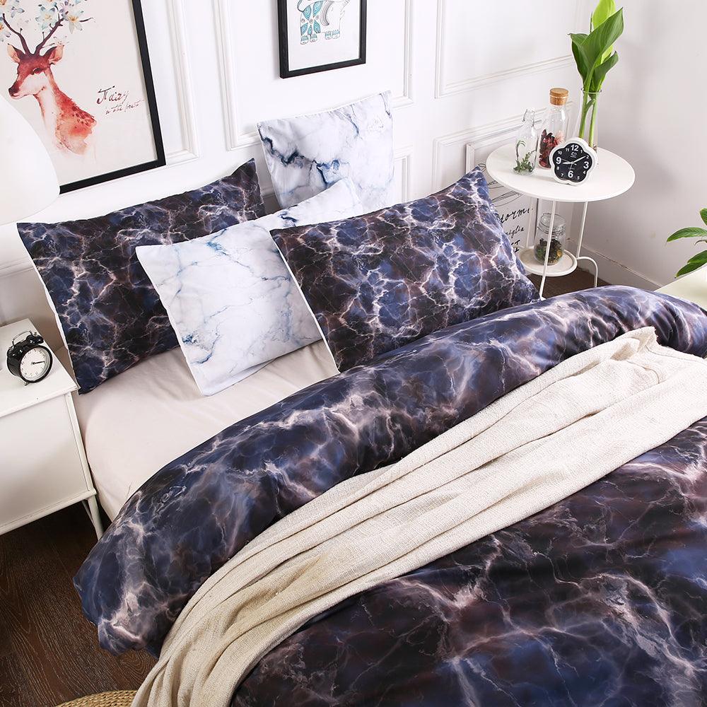 3D Black Marble Quilt Cover Set Bedding Set Pillowcases 62