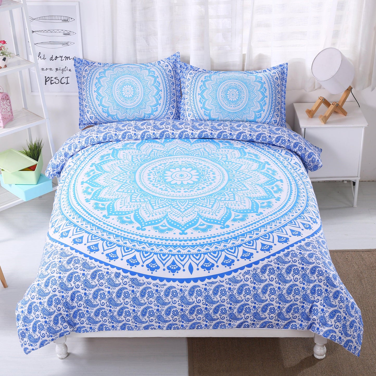 3D Bohemian Blue Quilt Cover Set Bedding Set Pillowcases 21