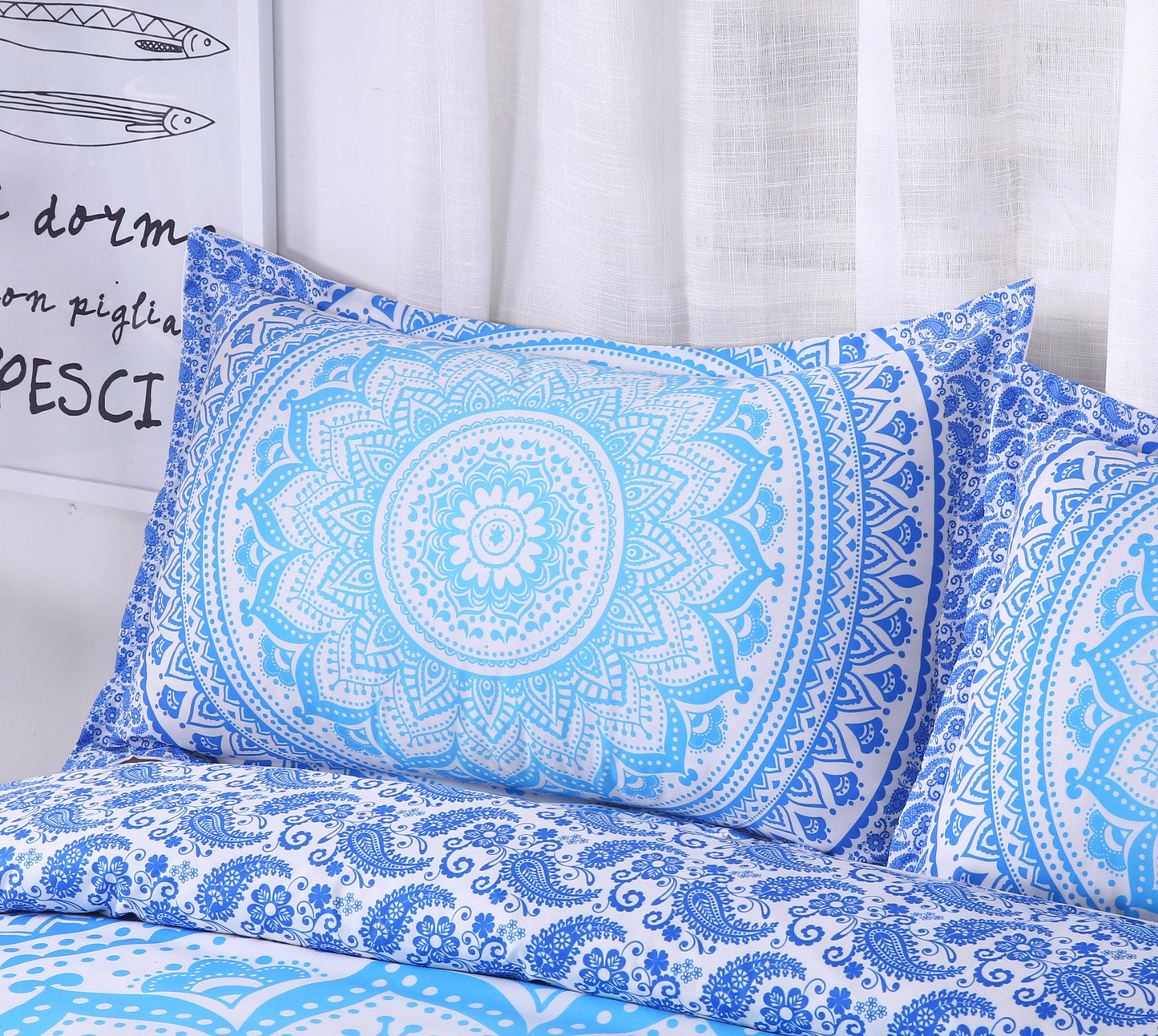 3D Bohemian Blue Quilt Cover Set Bedding Set Pillowcases 21