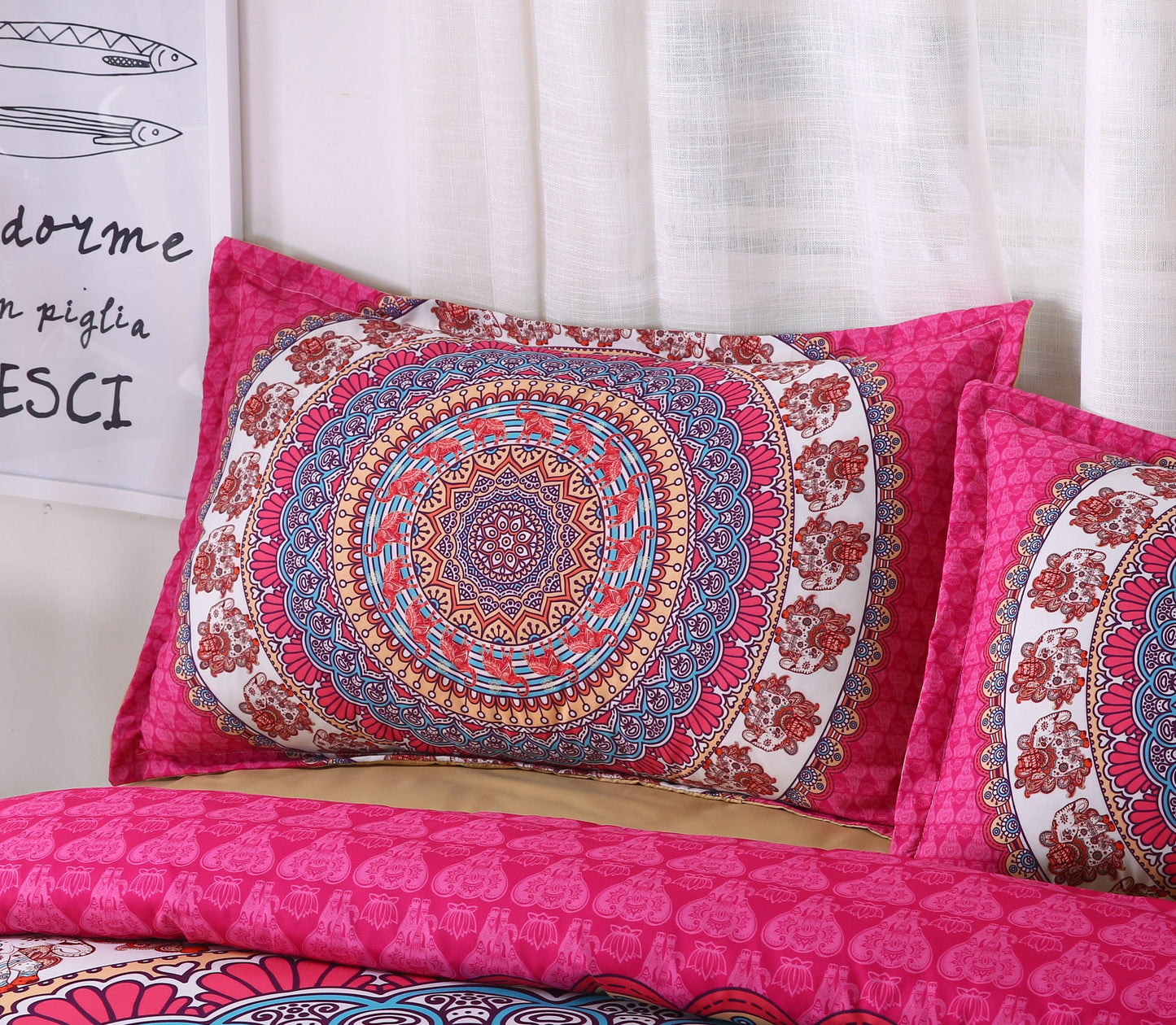3D Bohemian Rose Pink Quilt Cover Set Bedding Set Pillowcases 23