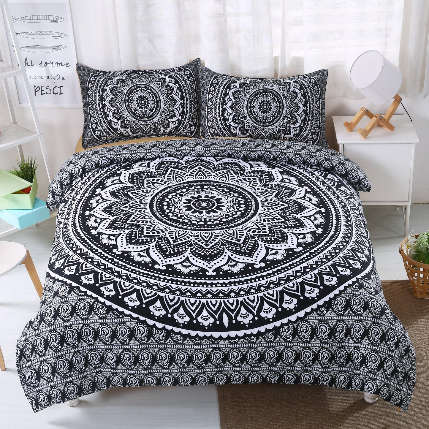 3D Bohemian Black Quilt Cover Set Bedding Set Pillowcases 24