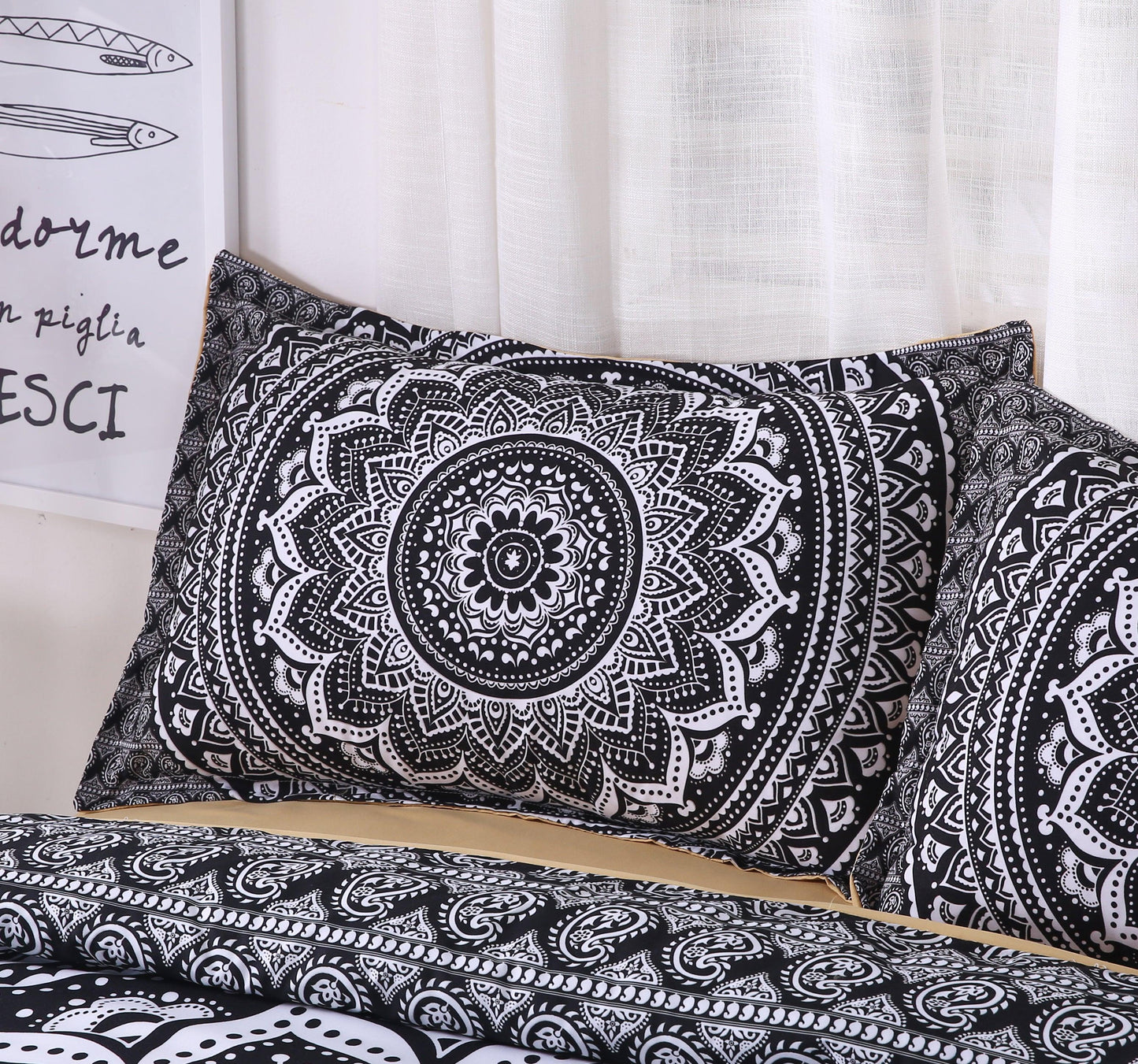 3D Bohemian Black Quilt Cover Set Bedding Set Pillowcases 24