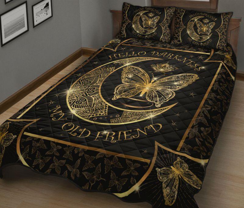 Butterfly Moon Gold Mandala Comfortable Quilt Bedding Set Bedroom