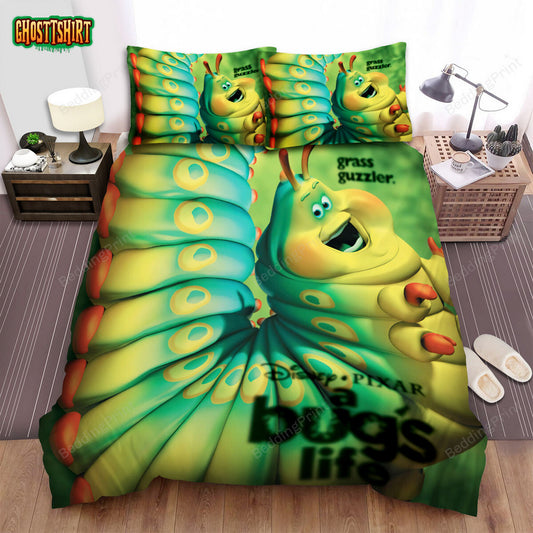 A Bug’s Life Movie Happy Worm Photo Bed Sheets Duvet Cover Bedding Set