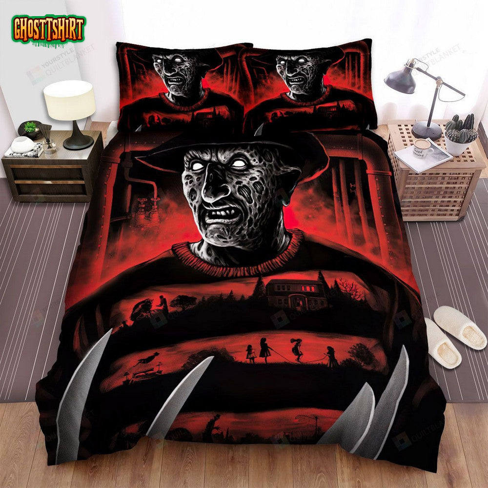 A Nightmare On Elm Street Movie Art Bed Sheets Spread Comforter Duvet Cover Bedding Set Ver 1