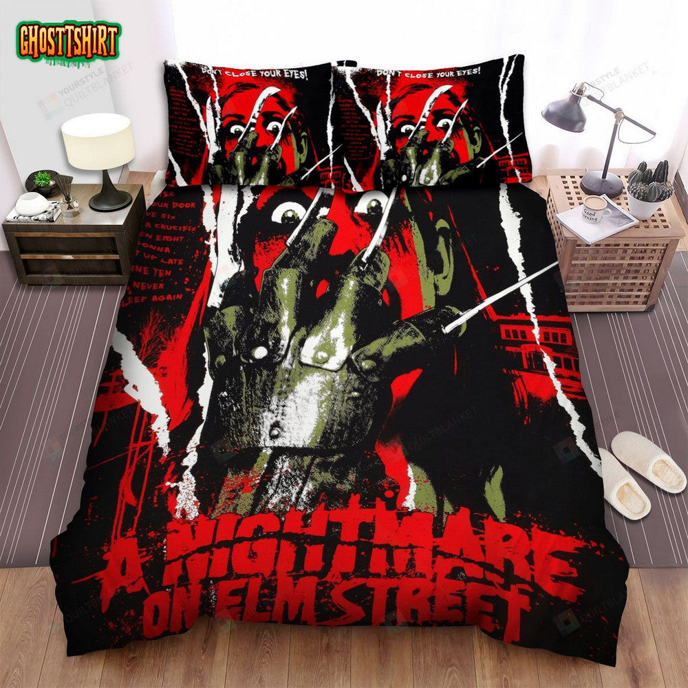 A Nightmare On Elm Street Movie Art Bed Sheets Spread Comforter Duvet Cover Bedding Set Ver 3