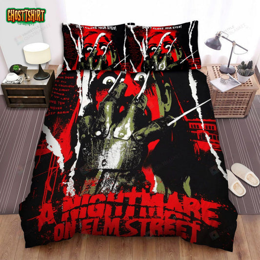 A Nightmare On Elm Street Movie Art Bed Sheets Spread Comforter Duvet Cover Bedding Set Ver 3