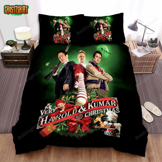 A Very Harold & Kumar Christmas Movie Poster 1 Bed Sheets Duvet Cover Bedding Set