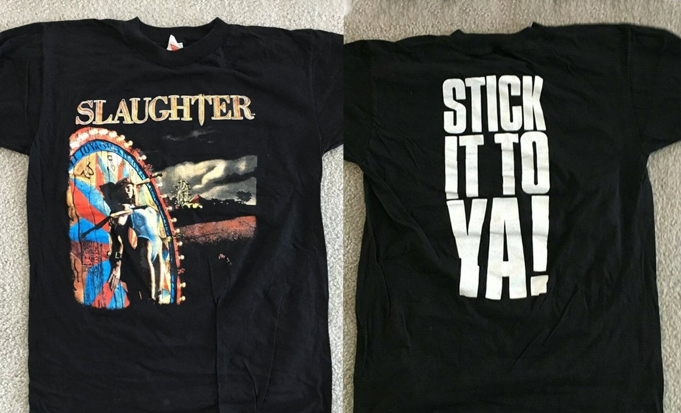 Vintage Slaughter - Stick It To Ya - 1990 Tour Concert T-Shirt, 90s Slaughter Band Tour T-Shirt