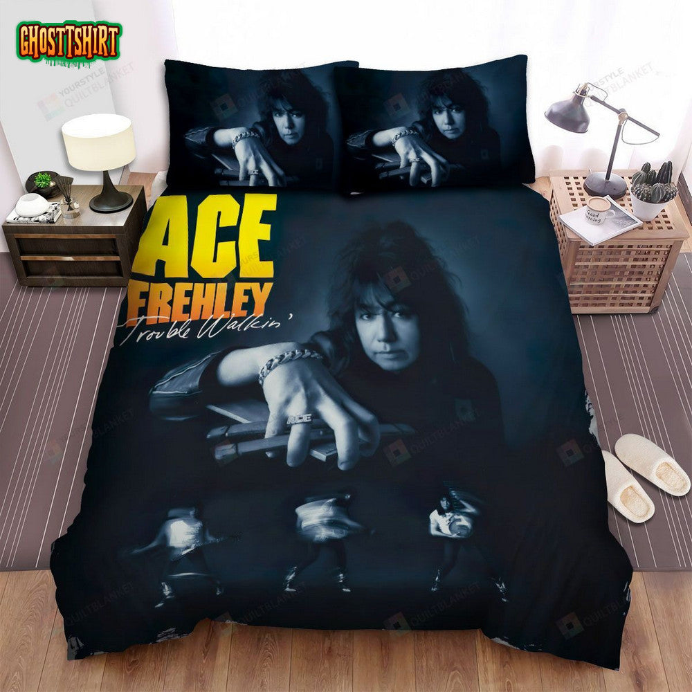 Ace Frehley Trouble Walkin' Album Cover Bed Sheets Spread Comforter Duvet Cover Bedding Set