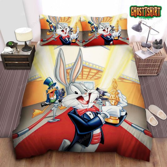 Actor Bugs Bunny Winning A Gold Statue Bed Sheets Duvet Cover Bedding Set