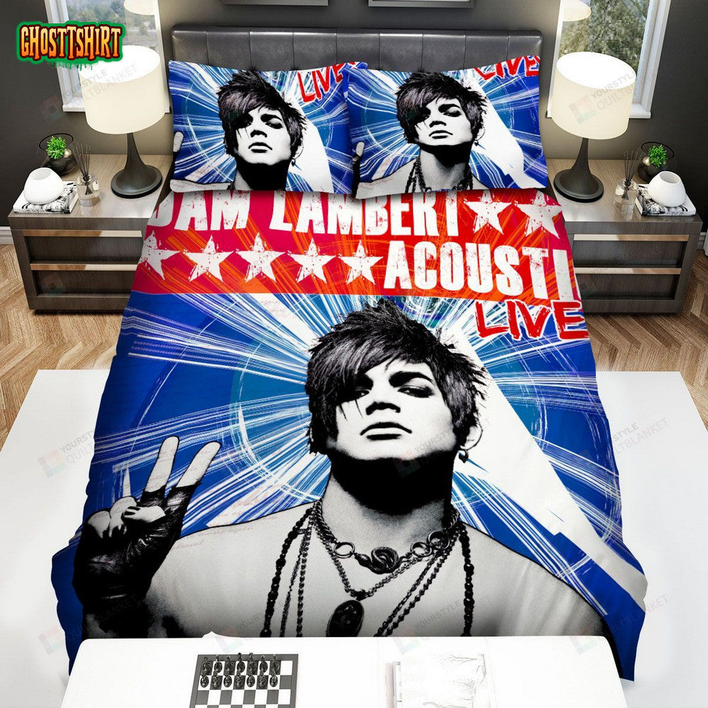 Adam Lambert Acoustic Live Album Cover Bed Sheets Spread Comforter Duvet Cover Bedding Set