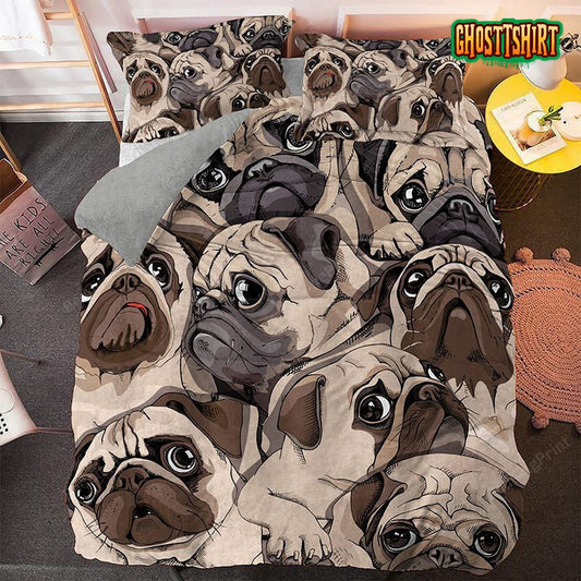 Adorable Pug Dog Bed Sheets Duvet Cover Bedding Set