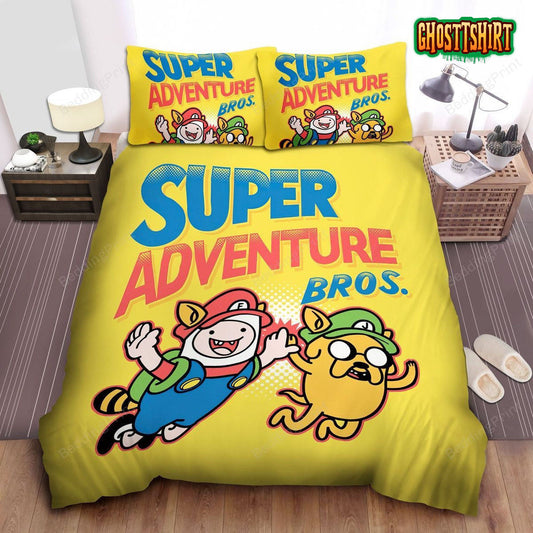 Adventure Time, Super Adventure Bros Mario And Luigi Bed Sheets Duvet Cover Bedding Set