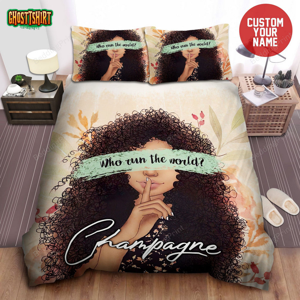 African American Black Girl Who Run The World Personalized Custom Name Duvet Cover Bedding Set