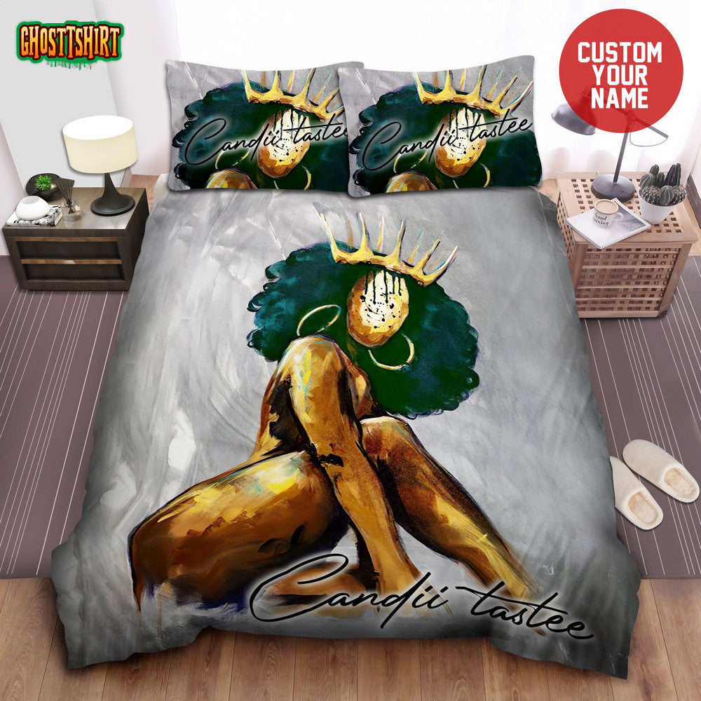 African American Black Queen Personalized Custom Name Duvet Cover Bedding Set