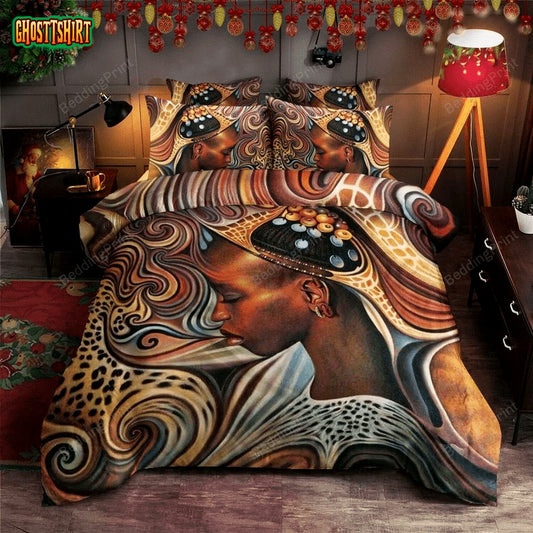 African American Black Woman Art Bedding Custom Name Duvet Cover Bedding Set