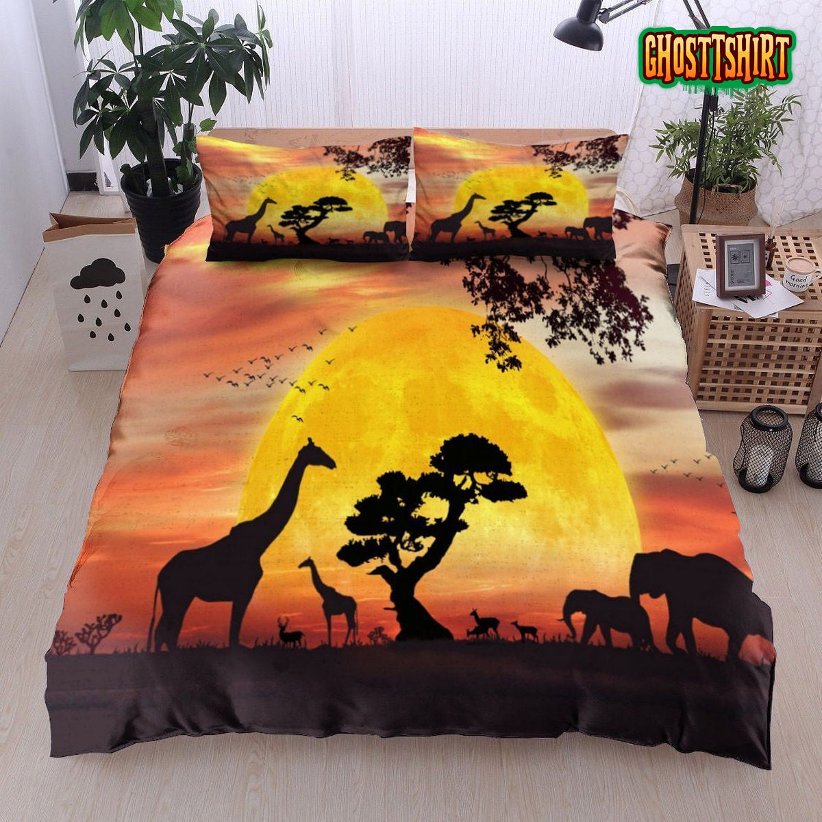 African Animals Sunset Vibes Bed Sheets Duvet Cover Bedding Set