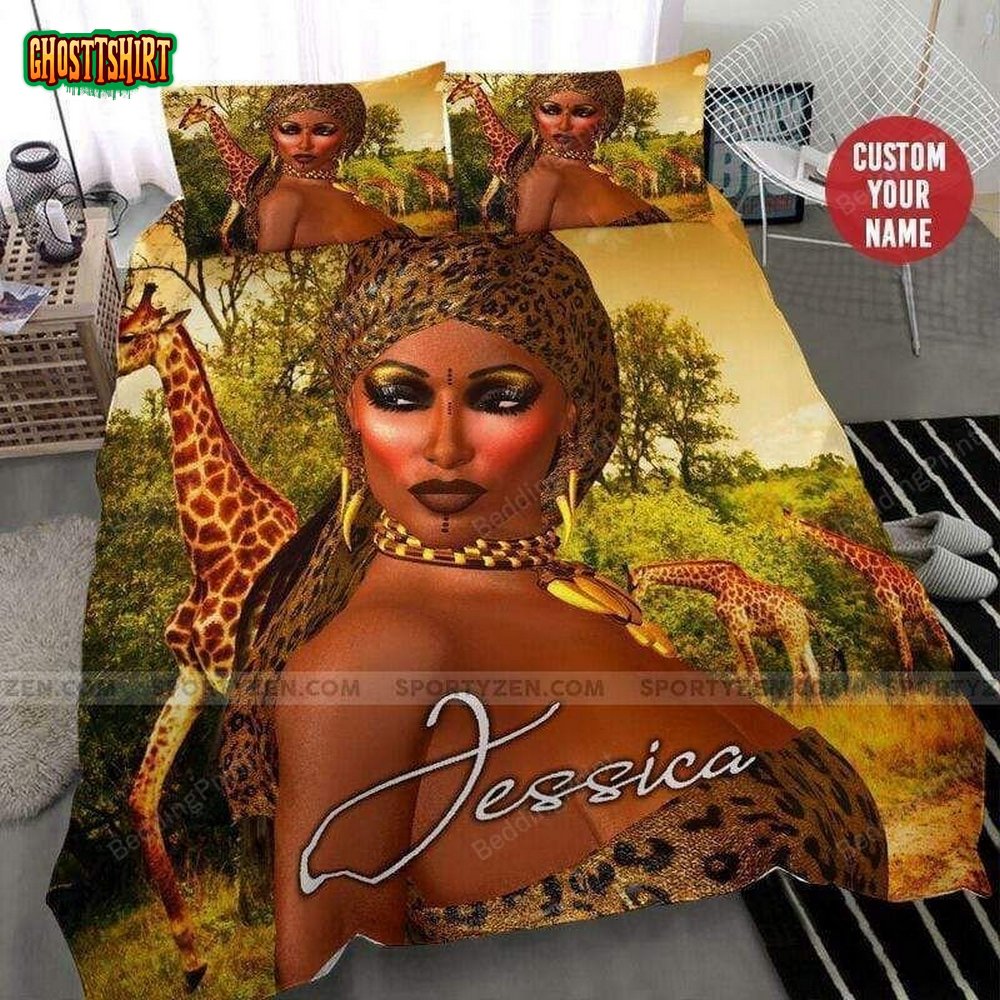 African Sexy Black Women In Wildlife Custom Duvet Cover Bedding Set