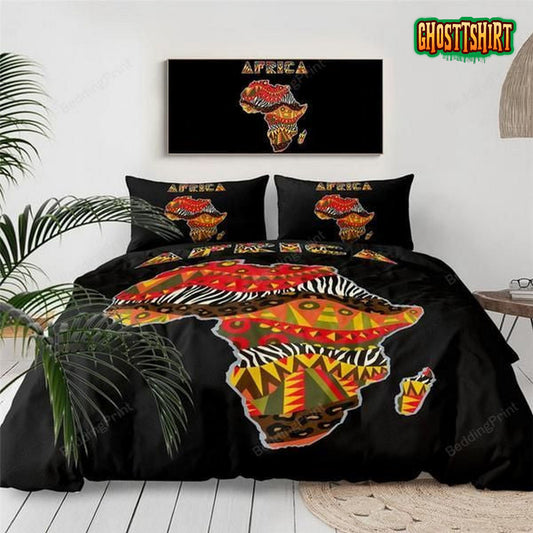 African Themed Map Bed Sheets Duvet Cover Bedding Set
