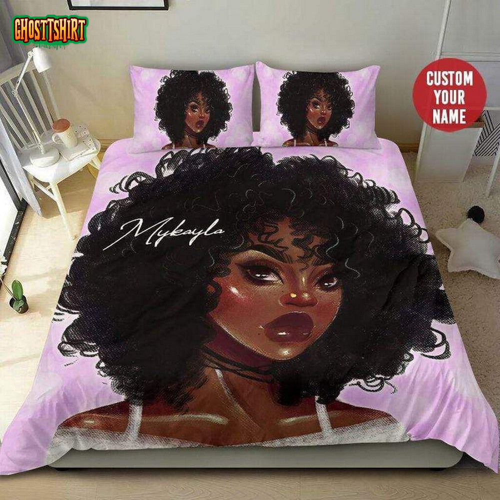 Afro Girl Custom Name Duvet Cover Bedding Set