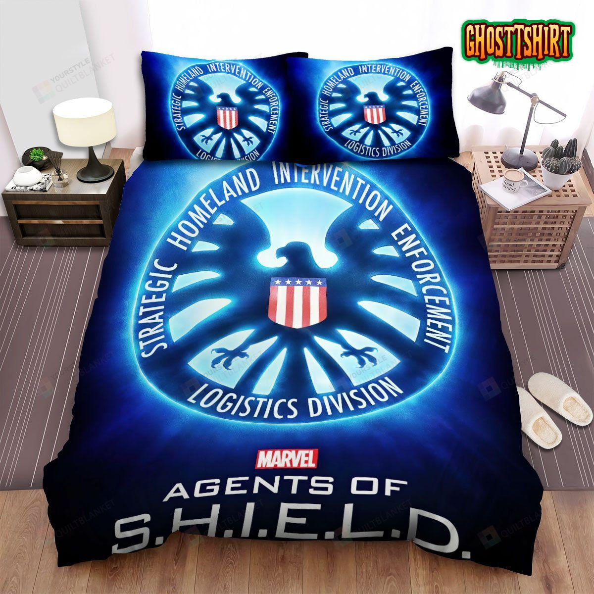 Agents Of S.H.I.E.L.D. Eagle Logos Bed Sheets Duvet Cover Bedding Set