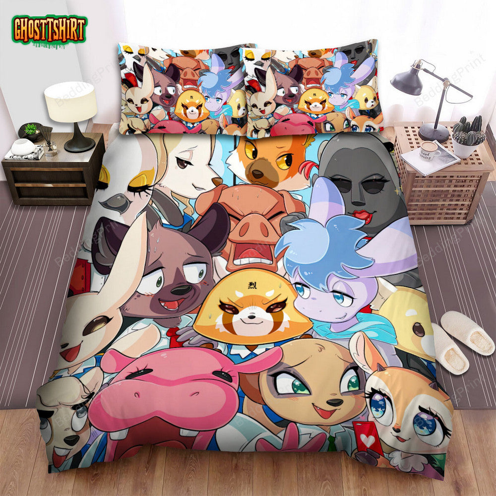 Aggretsuko All Characters In One Bed Sheets Spread Duvet Cover Bedding Set