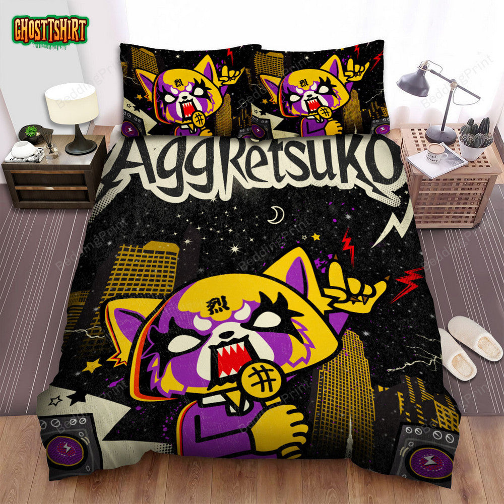 Aggretsuko Metal Rock Style Poster Bed Sheets Spread Duvet Cover Bedding Set