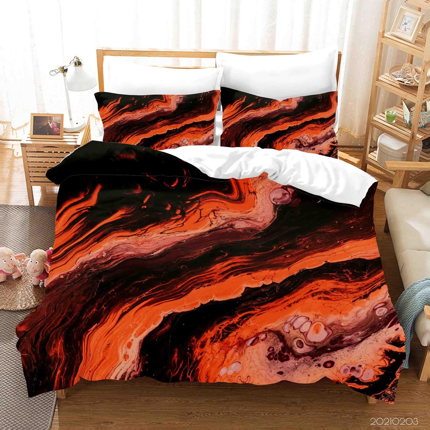 3D Abstract Orange Marble Texture Quilt Cover Set Bedding Set Duvet Cover Pillowcases 40
