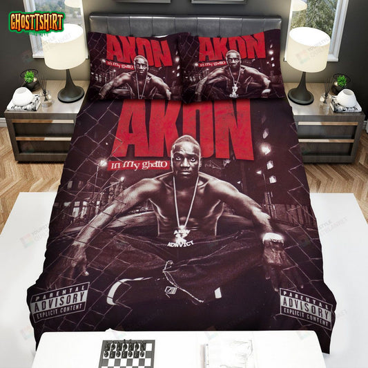 Akon In My Ghetto Album Cover Bed Sheets Spread Comforter Duvet Cover Bedding Set
